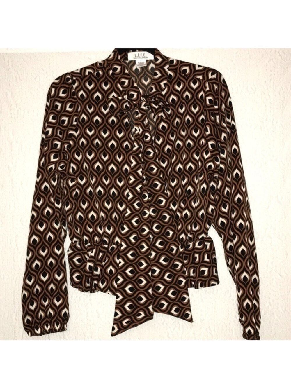 L.I.F.E. Love Is For Eternity Long Sleeve Blouse NWOT